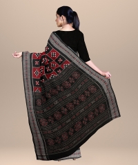 Red Black cotton Handloom Sambalpuri Saree