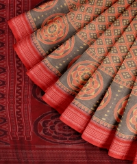 Red Maroon  cotton Handloom Sambalpuri Saree