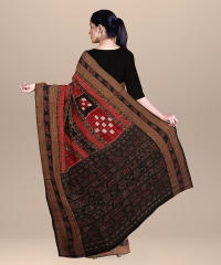 Red Black cotton Handloom Sambalpuri Saree