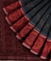  Aegean Maroon cotton Handloom Sambalpuri Saree