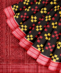 Black Red cotton Handloom Sambalpuri Saree