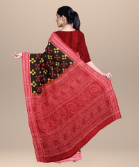 Black Red cotton Handloom Sambalpuri Saree