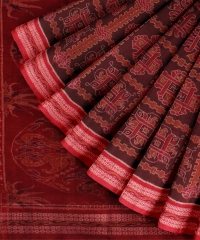 Maroon Red cotton Handloom Sambalpuri Saree