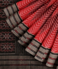 Red Black cotton Handloom Sambalpuri Saree